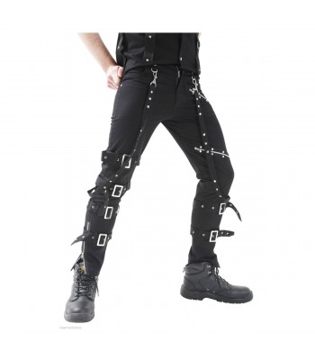 Men Gothic Bondage Pant Cotton Studs Metal Punk EMO Rock Pant 